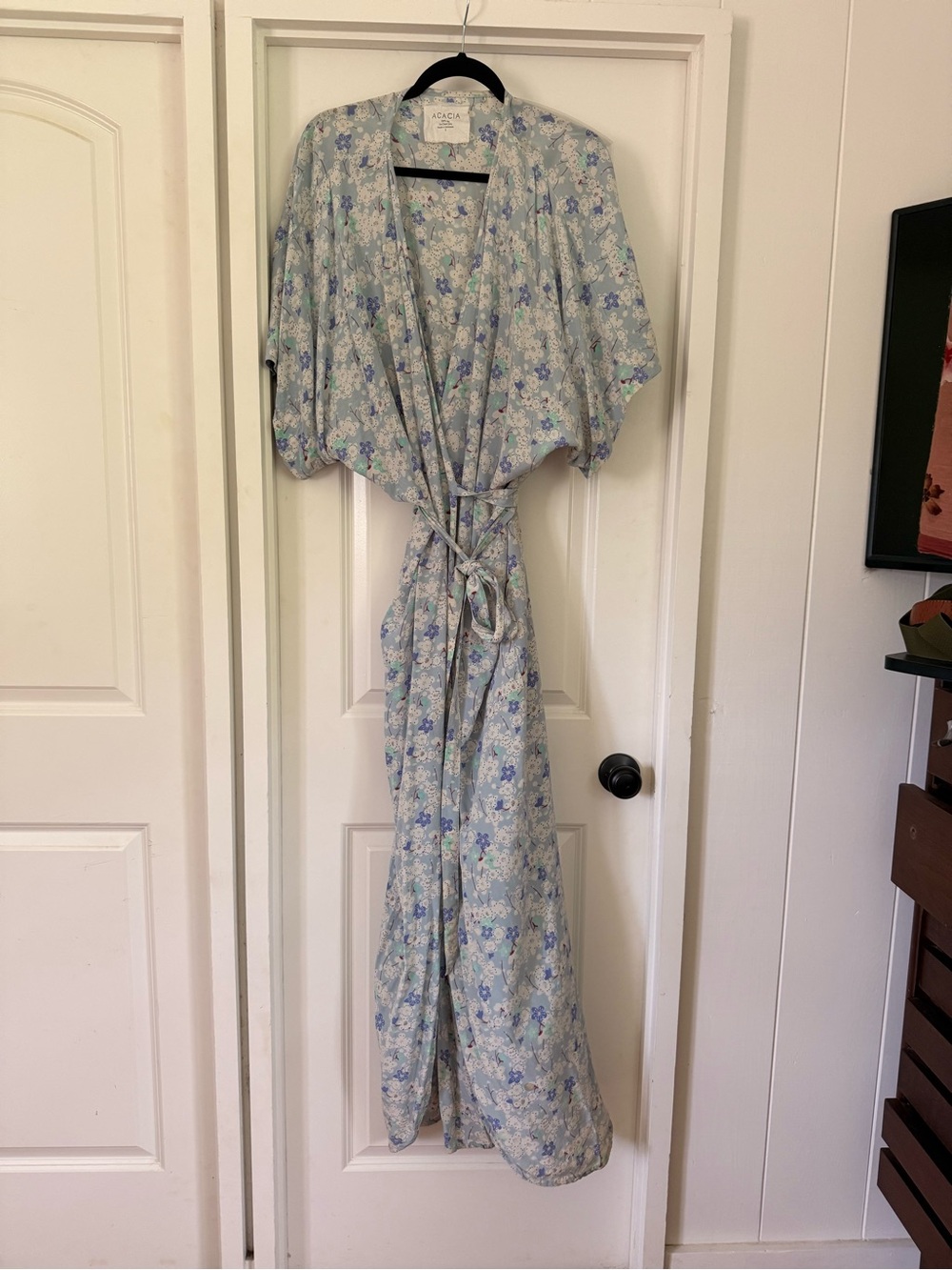 Acacia Wrap Kimono style Dress in Blue Cherry